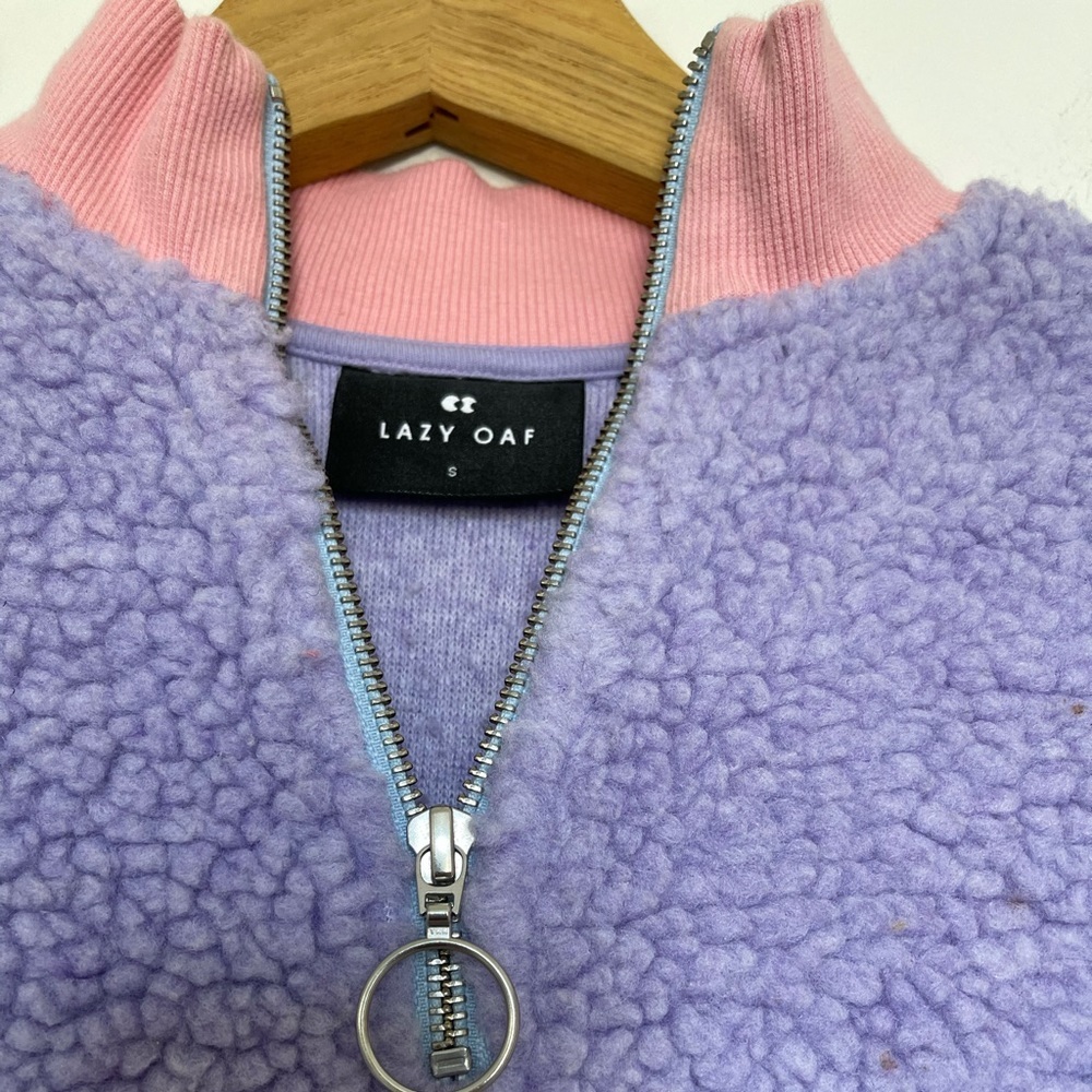 Lazy Oaf Pastel Panel Color Block Fleece Size S - image 4